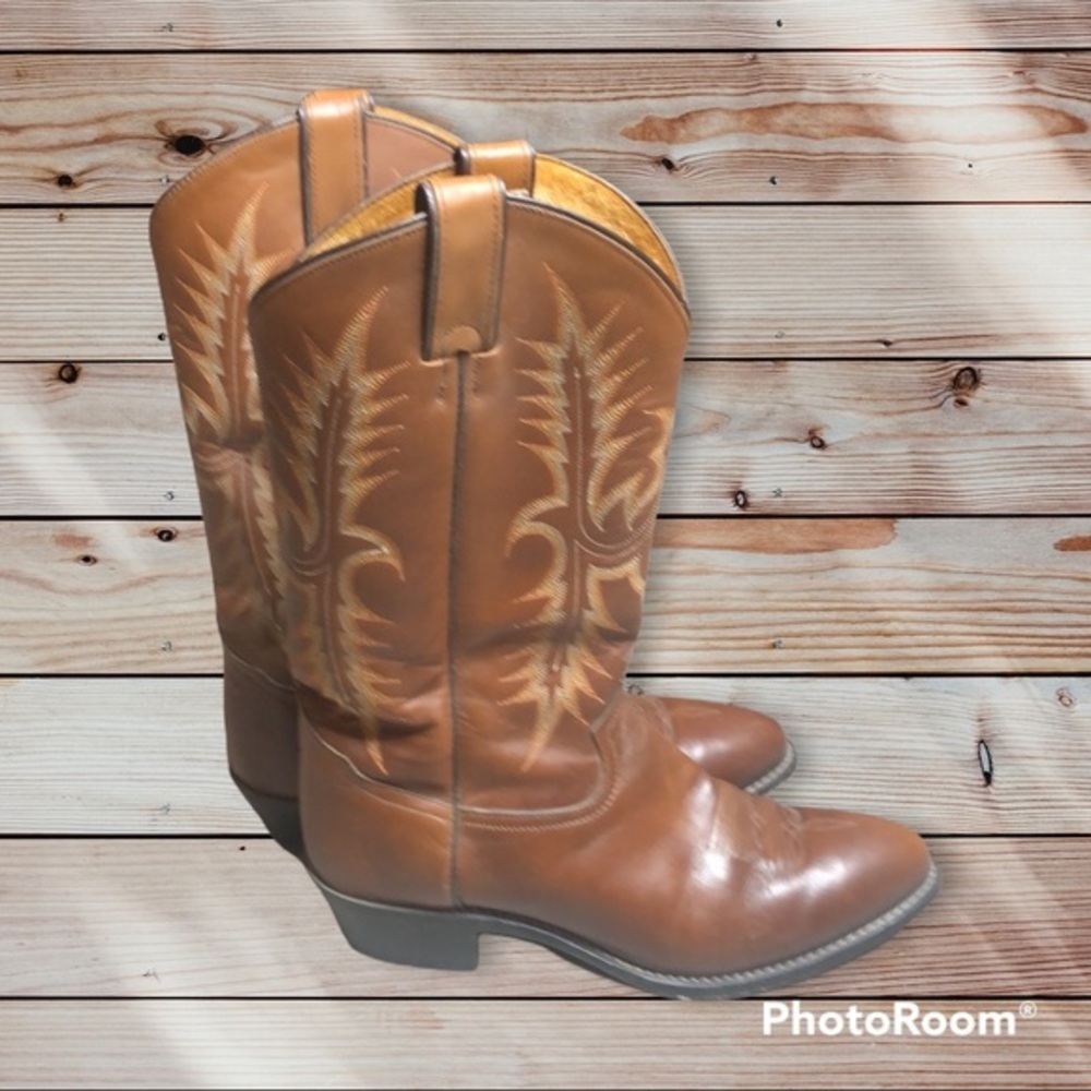 Tony Lama, Cowboy Boots, 11.5 inches, Brown, Embroidered
